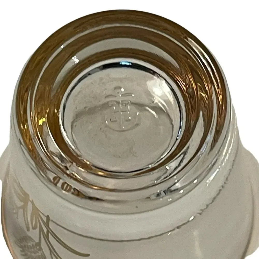 Vintage MCM Shot Glasses Set of 6 Anchor Hocking and Libbey Clear & Gold Wheat
